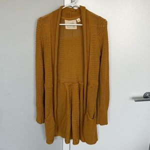 Angel of the North Anthropologie mustard long cardigan (S)